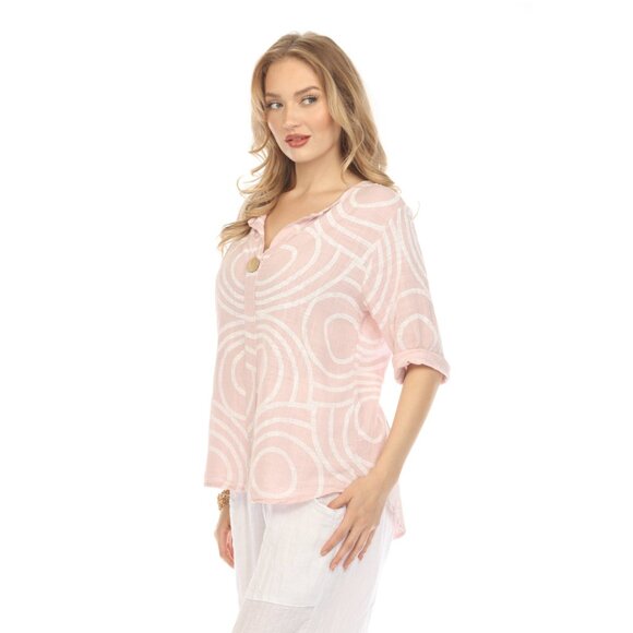 Light Pink Circle Print one button detail top - Picture 6 of 7